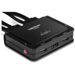 TRENDnet 2-Port 4K HDMI KVM Switch w/ Audio, TK-216i, 4K UHD (3840 x 2160@60Hz, 3.5mm speaker/microphone, USB Switch 2 Computers, USB 2.0, HDMI 2.0, HDMI 5.1 Audio Support, Monitor USB Sharing Switch