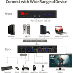 SIIG 2 Port 4K 60Hz DisplayPort 1.2 KVM Switch with USB 3.0 and Multi-Media ports