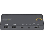 StarTech.com 2 Port Hybrid USB-A + HDMI & USB-C KVM Switch, Single 4K 60Hz HDMI 2.0 Monitor, Compact Desktop and/or Laptop HDMI KVM Switch