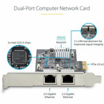 StarTech.com 2-Port 2.5G NBASE-T PCIe Network Card - Computer Network Card Interface - Intel I225-V - Dual-Port Ethernet - Multi-Gigabit NIC