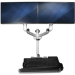 StarTech.com Wall Mount Workstation - Foldable Ergonomic Standing Desk - Height Adjustable Dual 30" VESA Monitor Arm & Keyboard/Mouse Tray