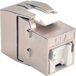 Tripp Lite N238-001-SH-TFA Toolless Shielded Cat6a Keystone Jack PoE/PoE+ Compliant Shuttered Silver TAA