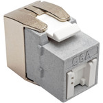 Tripp Lite N238-001-GY-TFA Cat6a Keystone Jack with Dust Shutter, 180-Degree Toolless - Silver - 1 x RJ-45 Female