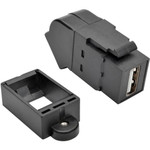 Tripp Lite U060-000-KPA-BK USB 2.0 Keystone Panel Mount Coupler All-in-One Angled F/F Black