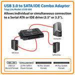 Tripp Lite U338-000 USB 3.0 SuperSpeed to Serial ATA SATA and IDE Adapter for 2.5in and 3.5 inch Hard Drives