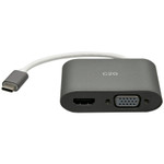 C2G C2G29831 USB C to HDMI & VGA Dual Monitor Adapter - 4K 30Hz - White
