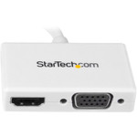 StarTech MDP2HDVGAW Travel A/V Adapter - 2-in-1 Mini DisplayPort to HDMI or VGA Converter - White