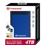 Transcend StoreJet 25H3 4 TB Portable Hard Drive - 2.5" External - SATA - Navy Blue