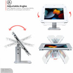 CTA Digital Simple VESA Desk Mount w/ Security Enclosure for iPad 10.2 series, iPad Air3 and Pro 10.5 (White)