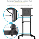 StarTech.com Mobile TV Cart, Portable Rolling TV Stand, 37-70 inch VESA Display Mount (154lb/70kg), Shelf & Storage, Rotate/Tilt Display