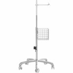 CTA Digital Medical Rolling Cart with VESA Articulating Arm, Basket, and Power Strip Holder