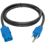 Tripp Lite Desktop Computer AC Power Cable, NEMA 5-15P to C13 - 10A, 125V, 18 AWG, 4 ft. (1.22 m), Blue Plugs