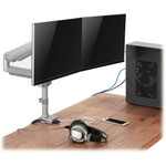 Tripp Lite Dual-Display Flex-Arm Mount for 13" to 34" Monitors - Clamp or Grommet, USB, Audio Ports