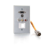 C2G 60039 RapidRun® Single Gang VGA (HD15) + 3.5mm + Composite Video + Stereo Audio + Keystone Wall Plate - Brushed Aluminum