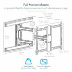 StarTech.com TV Wall Mount for up to 80" VESA Mount Displays - Low Profile Full Motion TV Mount - Heavy Duty Adjustable Articulating Arm