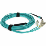 AddOn 8m MPO (Female) to 8xLC (Male) 8-strand Aqua OM4 Fiber Plenum Fanout Cable