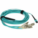 AddOn 8m MPO (Female) to 8xLC (Male) 8-strand Aqua OM4 Fiber Plenum Fanout Cable