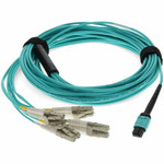 AddOn 8m MPO (Female) to 8xLC (Male) 8-strand Aqua OM4 Fiber Plenum Fanout Cable