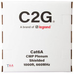C2G C2G56053 TAA-Compliant Cat6a Bulk Shielded (STP) Ethernet Network Cable with Solid Conductors - Plenum CMP-Rated - Blue - 1000ft