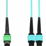 AddOn 10m AMPO-16 2xMPO Aqua OM4 OFNR (Riser-Rated) 16-Strand MMF Fiber Fanout Cable