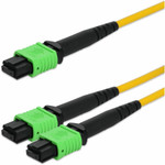 AddOn 15m AMPO-12 to 2xMPO Yellow OS2 OFNR (Riser-Rated) 12-Strand SMF Fiber Patch Cable