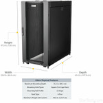 StarTech.com 4-Post 25U Server Rack Cabinet - 19" Data Rack Cabinet for Computer / IT Equipment - Home Network Rack - Half Height Server Rack