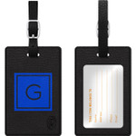 OTM Monogram Black Leather Bag Tag - Inversed - Marine