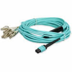 AddOn ADD-MPOM-4LC8M5OM4 8m MPO/UPC (Male) to 4xLC Duplex (8xLC)/UPC Aqua OM4 OFNR (Riser-Rated) 8-Strand Fiber Fanout Cable