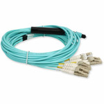 AddOn ADD-MPOM-4LC8M5OM4 8m MPO/UPC (Male) to 4xLC Duplex (8xLC)/UPC Aqua OM4 OFNR (Riser-Rated) 8-Strand Fiber Fanout Cable