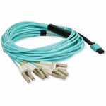 AddOn ADD-MPOM-4LC8M5OM4 8m MPO/UPC (Male) to 4xLC Duplex (8xLC)/UPC Aqua OM4 OFNR (Riser-Rated) 8-Strand Fiber Fanout Cable
