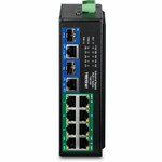 TRENDnet 10-Port Industrial Gigabit 400W PoE++ DIN-Rail Switch - TI-BG108 - 8 x Gigabit PoE++ Ports - 2 x Gigabit Shared Ports (RJ-45 / SFP) - 20Gbps - 400W - Lifetime Protection