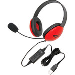 Califone Red Stereo Headphone w/ Mic, USB Connector