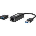 Tripp Lite USB-C USB-A to RJ45 Gigabit Ethernet Network Adapter (2xM/F) USB 3.2 Gen 1 Black