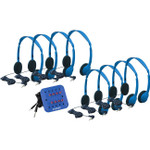 Hamilton Buhl 8 Person Kids Listening Center Includes: 8- Kids Ha2 Personal Blue Headsets 1- Kids Stereo Blue Jack Box With Volume Control