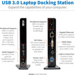 Tripp Lite USB 3.0 Laptop Dual Head Dock Station HDMI DVI Video Audio USB RJ45 Ethernet