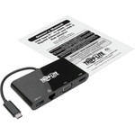 Tripp Lite USB C Docking Station Adapter Converter 4K w/ HDMI, VGA, Gigabit Ethernet, USB-A Hub, Black, Thunderbolt 3 Compatible