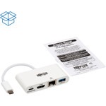 Tripp Lite USB-C Multiport Adapter - 4K HDMI, USB-A Port, GbE, 60W PD Charging, HDCP, White