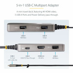 StarTech.com USB-C Multiport Adapter, 4K 60Hz HDMI, 3-Port USB Hub, 100W Power Delivery Pass-Through, Mini Dock, Windows/macOS/ChromeOS