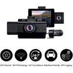 myGEKOgear by Adesso Scout Pro 2K 3-Channel Dash Cam Surveillance Edition with Front View, Cabin View, Rear View, APP for Instant Video Access, Wide Angle View, 32GB SD Card Included, G-Sensor, ODB2 Cable for Toolless 24/7 Surveillance