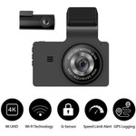 myGEKOgear by Adesso Orbit 956 4K Dual Dash Cam (Front 4K + Rear Full HD ) with GPS Logging, APP for Instant Video Access,Wide Angle View