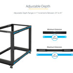 StarTech.com 4-Post 25U Mobile Open Frame Server Rack, 19in Network Rack with Casters, Rolling Rack for Computer/AV/Data/IT Equipment