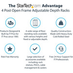 StarTech.com 4-Post 18U Mobile Open Frame Server Rack, 19" Network Rack with Casters, Rolling Rack for Computer/AV/Data/IT Equipment