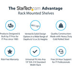 StarTech.com 1U Server Rack Cabinet Shelf - Fixed 10" Deep Cantilever Rackmount Tray for 19" Data/AV/Network Enclosure w/cage nuts, screws