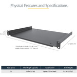 StarTech.com 1U Server Rack Cabinet Shelf - Fixed 12" Deep Cantilever Rackmount Tray for 19" Data/AV/Network Enclosure w/cage nuts, screws