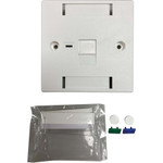 Tripp Lite 1-Port UK-Style Keystone Wall Plate, Unloaded Shuttered Module, Icon Tab, White