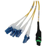 Tripp Lite Preloaded Fiber Panel 1U 4x (12F MTP/MPO-APC to 4x LC Duplex F/M) 8F Trunk Cables OS2 Singlemode 10 m (32.8 ft.)