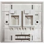 Tripp Lite 2-Port UK-Style Keystone Wall Plate, Unloaded Shuttered Module, Icon Tabs, White