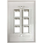 Tripp Lite Safe-IT 6-Port Single-Gang Keystone Wall Plate, Antibacterial, Ivory Matte, TAA