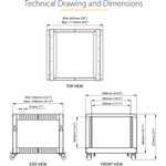 StarTech.com 4-Post 8U Mobile Open Frame Server Rack, 19in Network Rack with Casters, Small Rolling Rack for Computer/AV/Data/IT Equipment