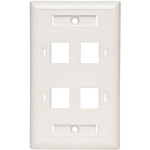 Tripp Lite Quad Outlet RJ45 Universal Keystone Face Plate / Wall Plate, White, 4-Port